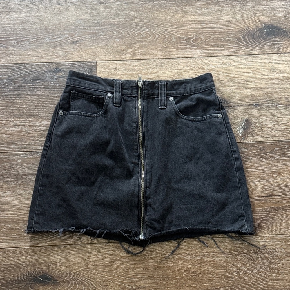 Madewell black rigid denim a-line skirt 27 NWOT